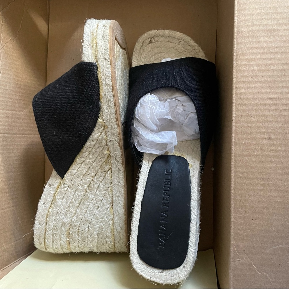 Banana republic black wedged heels new !!!